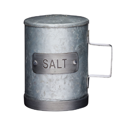 KitchenCraft Industrial Kitchen Galvanised Steel Vintage-Style Salt Shaker, 9 x 7 x 10 cm (3.5" x 3" x 4")