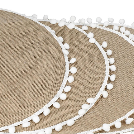 Pom Pom Hessian Set Of 4 Round Placemats