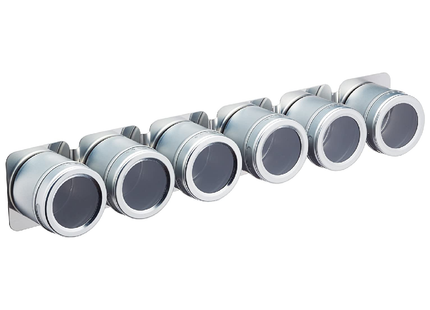 MASTERCLASS MCSRSS6PC MAGNETIC/WALL MOUNTED SPICE RACK, FITTINGS INCLUDED, 9 X 12 X 16 CM, METAL, SILVER
