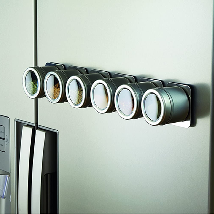 MASTERCLASS MCSRSS6PC MAGNETIC/WALL MOUNTED SPICE RACK, FITTINGS INCLUDED, 9 X 12 X 16 CM, METAL, SILVER