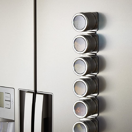 MASTERCLASS MCSRSS6PC MAGNETIC/WALL MOUNTED SPICE RACK, FITTINGS INCLUDED, 9 X 12 X 16 CM, METAL, SILVER