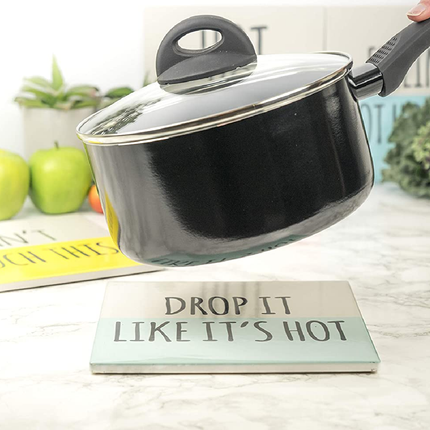 KitchenCraft Square Trivet with Humorous “Drop It Like It’s Hot” Motif