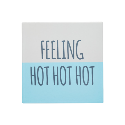 KitchenCraft KCTRIVFH Cork Backed Ceramic Coaster, Blue/White