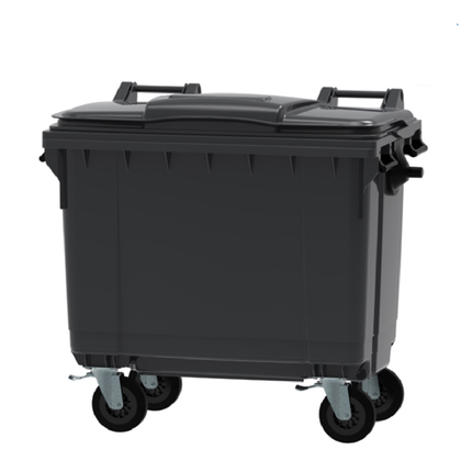 حاوية قمامة بعجلات سعة 660 لتر - أسود