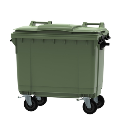 حاوية قمامة بعجلات سعة 660 لتر - أخضر