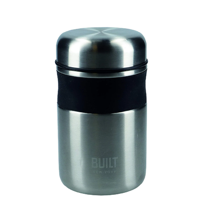 BUILT DOUBLE WALL VACUUM INSULATED FLASK FOR HOT AND COLD FOODS, 490 ML, SILVER