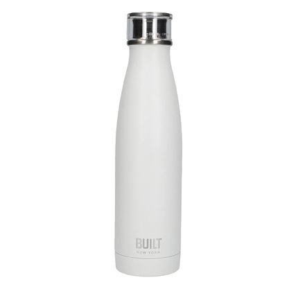 BUILT INSULATED WATER BOTTLE/THERMAL FLASK WITH LEAKPROOF CAP, STAINLESS STEEL, WHITE, 480 ML