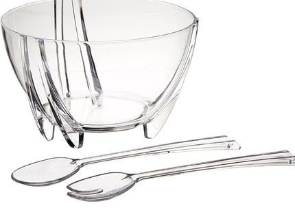 HEC ACRYLIC SALAD BOWL WITH SERVERS, CLEAR