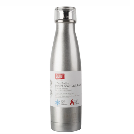 BUILT - 17OZ DOUBLE WALLED STAINLESS STEEL WATER BOTTLE - SILVER