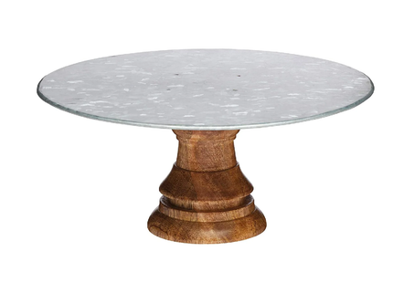 INDUSTRIAL KITCHEN MANGO WOOD FOOTED CAKE STAND, 19X10CM, TAGGED