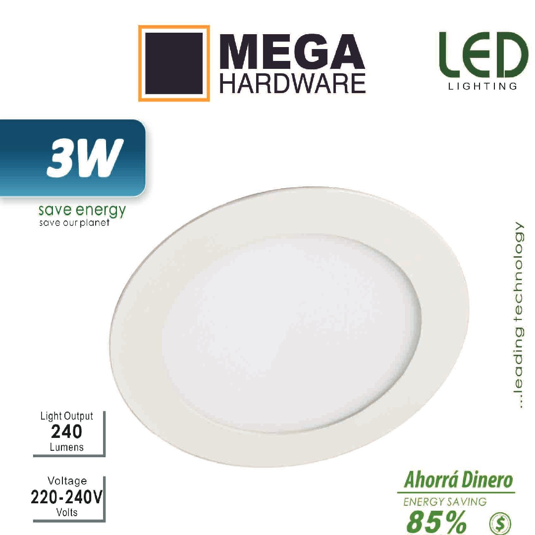 MEGA DAYLIGHT SPOT LED PANEL LIGHT 3W 6500K – Mega Hardware