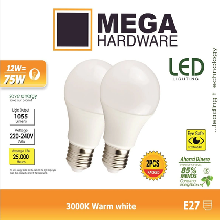 MEGA WARM WHITE LED BULB 12W