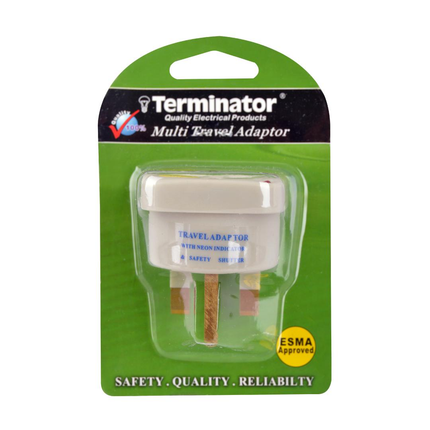 TERMINATOR TRAVEL ADAPTOR 13A TO UNIVERSAL