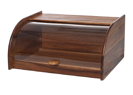 صندوق خبز خشبي من بيلي مع غطاء أكريليك منزلق