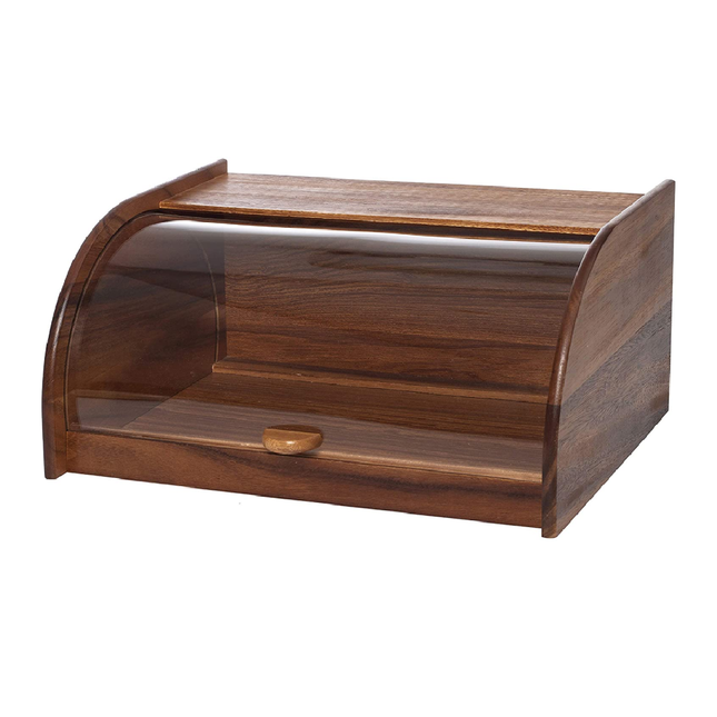صندوق خبز خشبي من بيلي مع غطاء أكريليك منزلق