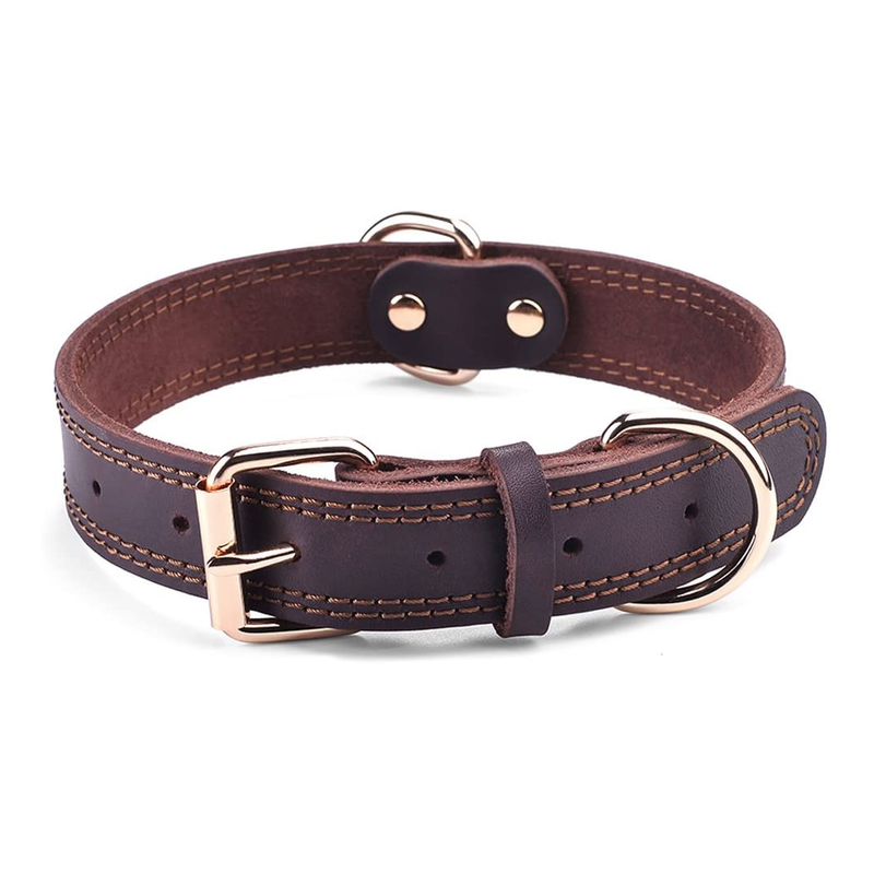 LEATHER DOG COLLAR GENUINE LEATHER ALLOY