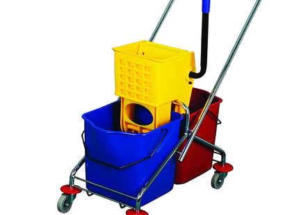 TROLLEY CLEANER 2 BASKET WITH SQUEEZER 46 LITRE METAL