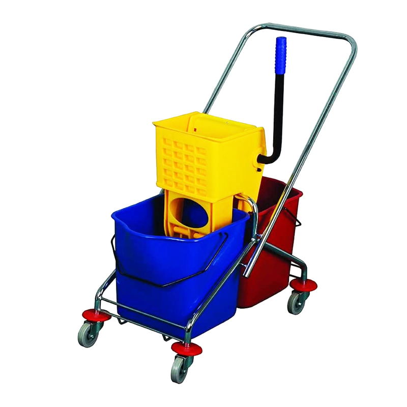 TROLLEY CLEANER 2 BASKET WITH SQUEEZER 46 LITRE METAL