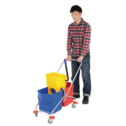 TROLLEY CLEANER 2 BASKET WITH SQUEEZER 46 LITRE METAL