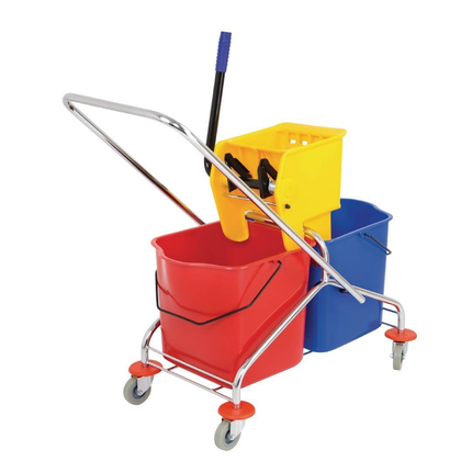 TROLLEY CLEANER 2 BASKET WITH SQUEEZER 46 LITRE METAL