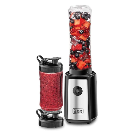 BLACK+DECKER 300W 6 PIECE PERSONAL COMPACT SPORTS BLENDER/SMOOTHIE MAKER, SILVER/BLACK - SBX300-B5