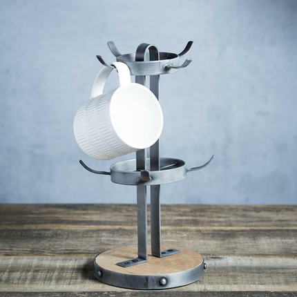 INDUSTRIAL KITCHEN METAL / WOODEN MUG TREE STAND
