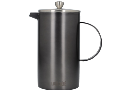 BRUSHED  LA CAFETIERE EDITED DOUBLE WALLED 8 CUP CAFETIERE GUN METAL GREY