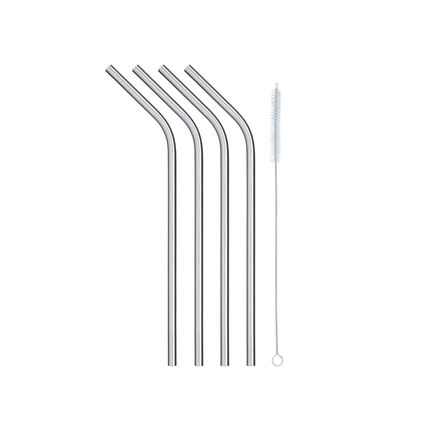 KITCHENCRAFT PACK OF FOUR STAINLESS STEEL REUSABLE DRINKS STRAWS