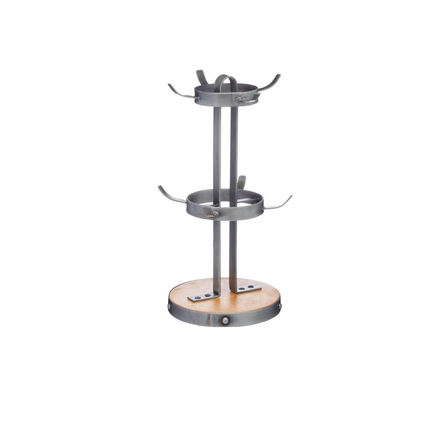 INDUSTRIAL KITCHEN METAL / WOODEN MUG TREE STAND