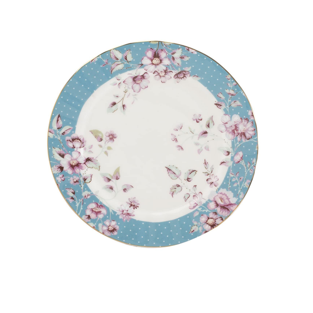 KATIE ALICE DITSY FLORAL TEAL SIDE PLATE, BONE CHINA, 0.5 X 19 X 19 CM