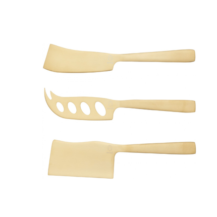 ART CHEESE KNIFE SET OF 3 BRASS