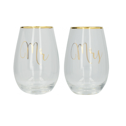 AVA MR/MRS WINE GLASS SET OF 2