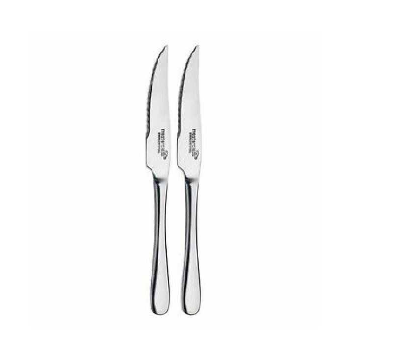 KITCHENCRAFT-MASTERCLASS STAINLESS STEEL SOLID POLISHED SET OF 2 STEAK KNIVES