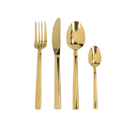 MIKASA CIARA DISENO 16 PIECE CUTLERY SET GOLD
