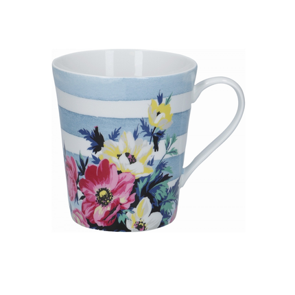 MIKASA CLOVELLY PORCELAIN 330ML NAUTICAL STRIPLE CONICAL MUG