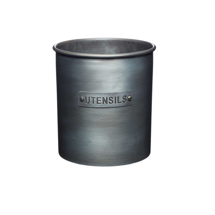 Industrial style metal utensil holder for kitchen