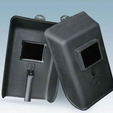 Black welding face, wide glass with handle