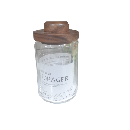 عبوة بيلي زجاجي صغير مع غطاء خشبي بمقبض