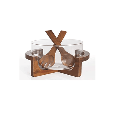 BILLI Kitchenware Wooden Salad Bowl||طبق