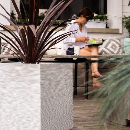 EDA Planters, Pots, & Outdoor Storage White Square Pot 40cm قوار مربع 40 سم