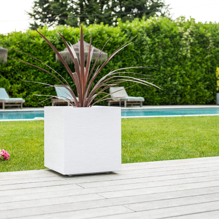 EDA Planters, Pots, & Outdoor Storage White Square Pot 40cm قوار مربع 40 سم