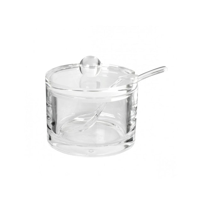 HEC CLEAR ACRYLIC SUGAR BOWL WITH LID AND SPOON