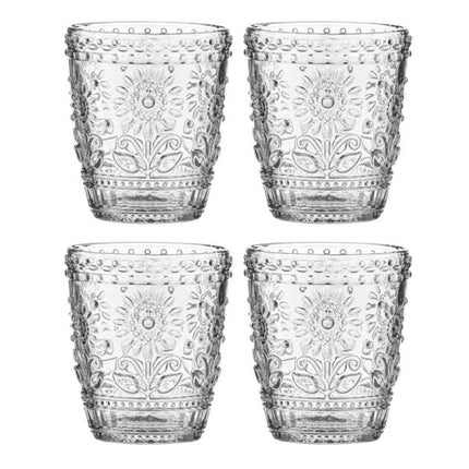 SUNFLOWER CLEAR 4PK GLASS TUMBLER