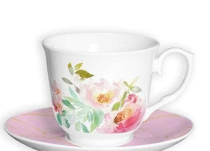 Lily's Home Lilys Cup Ceramic Ceramic Coffee  Cup With Saucer - 6 Pieces