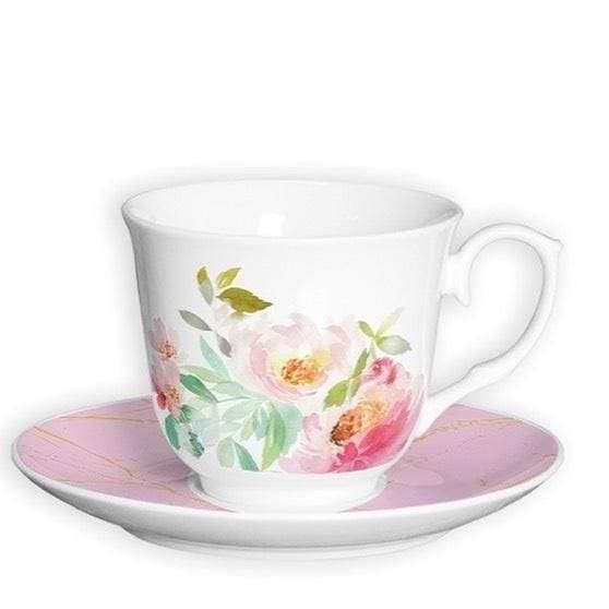 Lily's Home Lilys Cup Ceramic Ceramic Coffee  Cup With Saucer - 6 Pieces