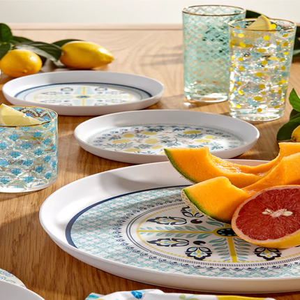 POSITANO TILE MELAMINE ROUND PLATTER