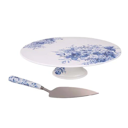 PROVINCIAL GARDEN FOOTED CAKE STAND & SERVER SET