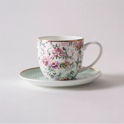 CHINOISERIE WHITE CUP & SAUCER SET OF 4