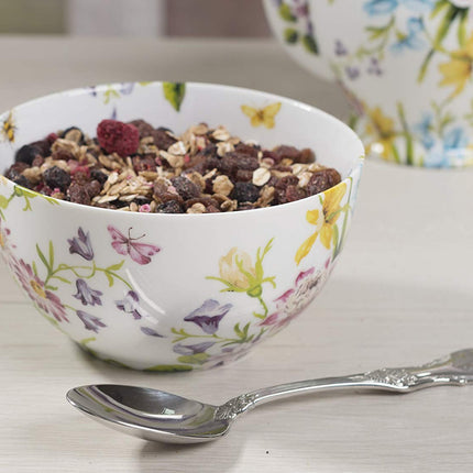 6pcs Katie Alice English Garden Cereal Bowl White Floral 15.2 x 9 cm