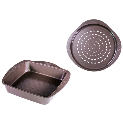 Pyrex Bakeware square dish+round pizza dish||صينية